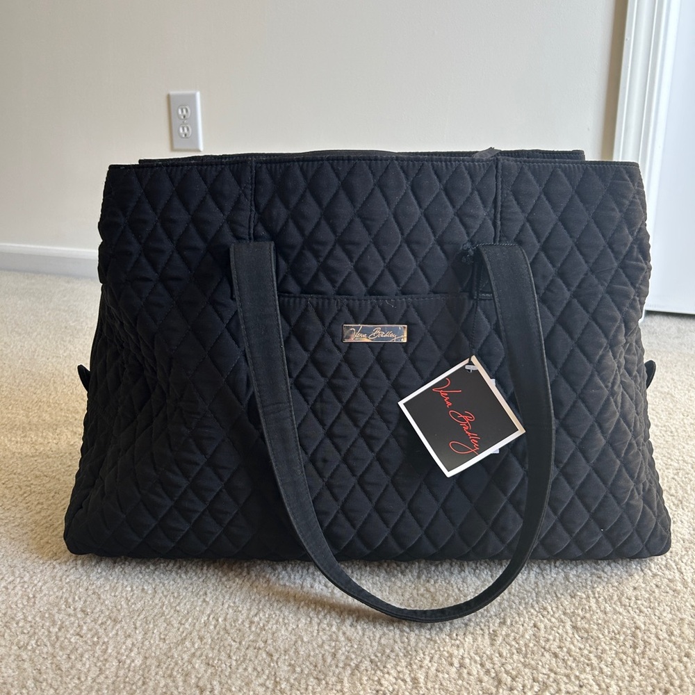 Vera Bradley Black Quilted Microfiber Traveler